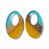 Transparent Resin & Walnut Wood Pendants RESI-M027-02J-1
