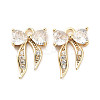 Brass Micro Pave Clear Cubic Zirconia Charms KK-C054-14G-1