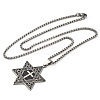201 Stainless Steel Star of David with Cross Pendant Necklaces NJEW-S007-07P-3