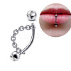 304 Stainless Steel Crystal Rhinestone Curved Barbell Lip Rings with Chains FS-WG77CC5-05-1