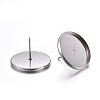 Flat Round 304 Stainless Steel Stud Earring Settings STAS-I323-6mm-P-2