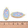 Printed Style 304 Stainless Steel Oval with Flower Pattern Pendants STAS-T071-27C-G-3