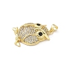 Brass Micro Pave Clear Cubic Zirconia Pendants KK-B141-35G-2