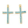 Brass Micro Pave Sky Blue Cubic Zirconia Pendants CU-CBA9CBD-01G-1