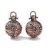 Hollow Brass Round with Rose Cage Pendants KK-F0305-R-NR-2