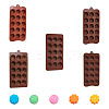 5 Pcs 5 Style 15-Cavity Silicone Flower Shaped Fondant Molds DIY-BG0001-05-1