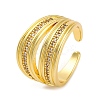 Rack Plating Brass Micro Pave Clear Cubic Zirconia Open Cuff Finger Rings for Women RJEW-M028-92G-4