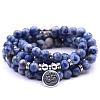 Bohemian Styles Natural Round Blue Spot Jasper Beaded Stretch Bracelets for Women Men XW1500-14-1