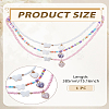3Pcs 3 Colors Glass Seed & Butterfly Shell Bead Necklaces NJEW-LP0007-28-2