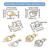 8Pcs 4 Styles Flat Round & Butterfly Brass Clear Cubic Zirconia Fold Over Clasps KK-DC0001-64-2