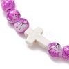 Drawbench & Baking Paint Glass & Synthetic Turquoise Beadeed Stretch Bracelets for Women BJEW-JB13235-4