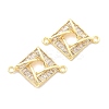 Brass Clear Cubic Zirconia Connector Charms KK-B134-28G-1