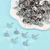 Tarnish Resistant 304 Stainless Steel Flat Round Blank Peg Stud Earring Findings X-STAS-S028-37-4