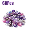 60Pcs 15 Styles Epoxy Resin & Polymer Clay Rhinestone European Beads RPDL-YW0001-15-1