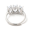 Clear Cubic Zirconia Oval Adjustable Ring RJEW-I087-13P-3