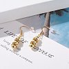 Synthetic Hematite Beaded Dangle Earrings with Crystal Rhinestone EJEW-JE04839-2