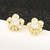 Brass Micro Pave Clear Cubic Zirconia Stud Earrings EJEW-F405-15G-1