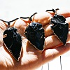 Black Obsidian Arrowhead Pendant Natural Stone Irregular Shield Necklace Jewelry CV2982-1-4