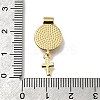 Brass Pave Natural White Shell Flat Round with Cross Pendants KK-C090-40G-06-2