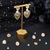 10Pcs Flat Round with Clover Brass Stud Earring Findings DIY-BBC0001-36-4