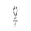 Sterling Silver Zircon Cross Hoop Earrings Simple Elegant Daily Wear Jewelry CT1698-2-1