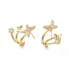 Clear Cubic Zirconia Butterfly Stud Earrings KK-O142-08G-1
