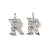 Initial Letter Brass Micro Pave Cubic Zirconia Pendants ZIRC-F008-R-1
