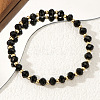 Rondelle Faceted Glass & Brass Bead Stretch Bracelets UG9794-3