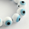 Round Handmade Evil Eye Lampwork Beads Strands LAMP-R114-8mm-07-1
