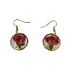 Alloy Epoxy Dried Flower Dangle Earrings FS-WGABF6D-06-2