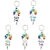 5Pcs 5 Styles Natural & Synthetic Gemstone Chips Tree of Life with Alloy Wings Pendant Keychain KEYC-FZ00022-1