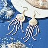 Natural Clam Shell Imitation Pearl Dangle Earrings EJEW-MZ00231-03-2
