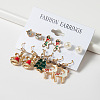 6 Pairs Christmas Zinc Alloy Enamel & Rhinestone & Plastic Pearl Dangle Earring & Stud Earring Sets FS-WGCB662-07-1