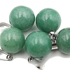 Natural Green Aventurine Round Charms with Platinum Plated Metal Snap on Bails PW-WG84682-03-1