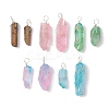 10Pcs 10 Styles Electroplated Natural Quartz Crystal Pendants GG-CJF375-P-1