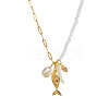 Brass Resin Pendant Clear Glass Beaded Paperclip Chain Necklaces FS-WG0AB01-05-1