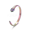 Ion Plating(IP) Rainbow Color 304 Stainless Steel Snake Wrap Open Cuff Ring for Women RJEW-C025-17M-1