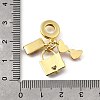 Brass Pave Clear Cubic Zirconia and Colorful Enamel European Dangle Charms KK-Q066-05G-3