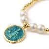 Adjustable Flat Round with Holy Virgin Charms Bracelet LS-BJEW-Z073-01G-01-2