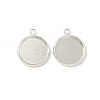 Flat Round Brass Pendant Cabochon Settings X-KK-K414-14E-S-1