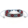 Ethnic Style Polyester Flat with Rhombus Cord Bracelet PW-WGEAE09-11-1