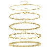 5Pcs 5 Styles Brass Chain Bracelets & Stretch Bracelets Set for Women BJEW-D357-03G-2
