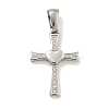 304 Stainless Steel Cubic Zirconia Pendants STAS-C102-05P-1