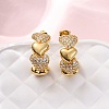 Brass Micro Pave Clear Cubic Zirconia Stud Earrings EJEW-D322-07G-01-1