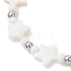 2Pcs Natural White Shell Star & Moon Link Bracelets BJEW-JB13283-4