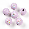 Easter Theme Printed Wood Beads WOOD-T032-22R-1