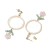 Flower Glass Seed Beads Dangle Earrings EJEW-MZ00148-01-4