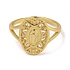 Oval with Virgin Mary Brass Open Cuff Rings for Women RJEW-Z050-08G-2