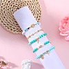 5Pcs 5 Style Handmade Polymer Clay Stretch & Brass Beaded & Alloy Link Chain Bracelets Set BJEW-SZ0001-66C-5