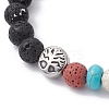 Natural Lava Rock & Synthetic Turquoise Beaded Stretch Bracelets BJEW-JB09985-02-3